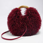 Women's Fashion Long Fur Wool Bag beach Faux Wool Fur Shoulder Bag Ladies Faux Furs Handbag Luxury Mongolian Sheep Fur Bags