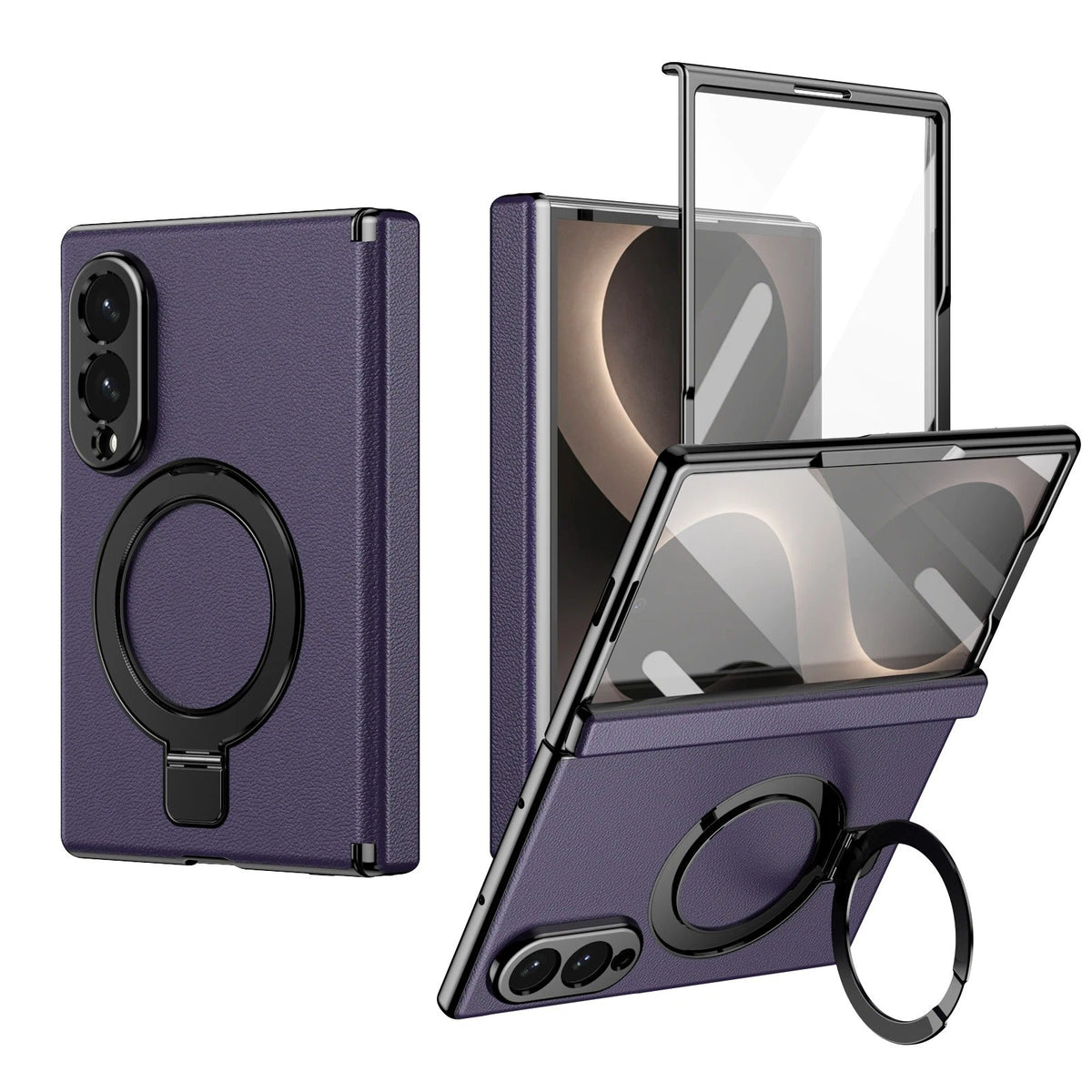 Case for Samsung Galaxy Z Fold 8 Ultra Fold 8 7 6 5 4 Magnetic Hinge Protection with Screen Protector Rotate Ring Holder Cover