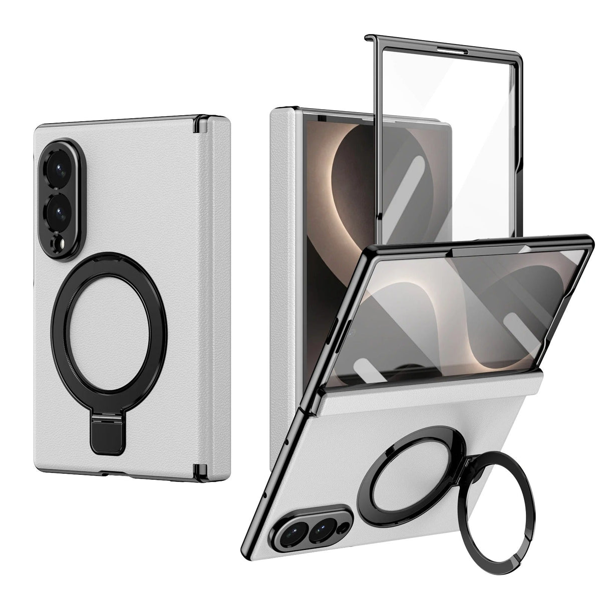 Case for Samsung Galaxy Z Fold 8 Ultra Fold 8 7 6 5 4 Magnetic Hinge Protection with Screen Protector Rotate Ring Holder Cover