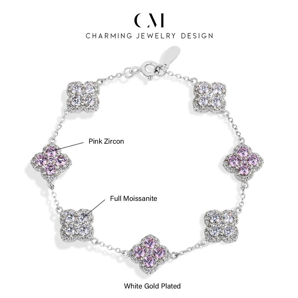 CHARMING Sparkling S925 Silver Top Quality Round Cut Moissanite Diamond Bracelet For Women Engagement Wedding Party Jewelry Gift