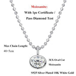 2/3/4CT Oval Cut D-Color VVS1 Solitaire Moissanite Pendant Necklace 1.5mm Solid Choker S925 Sterling Silver GRA Certified Pass Diamond Tester Luxury Fine Jewelry Wedding Party Anniversary Daily Gift For Women