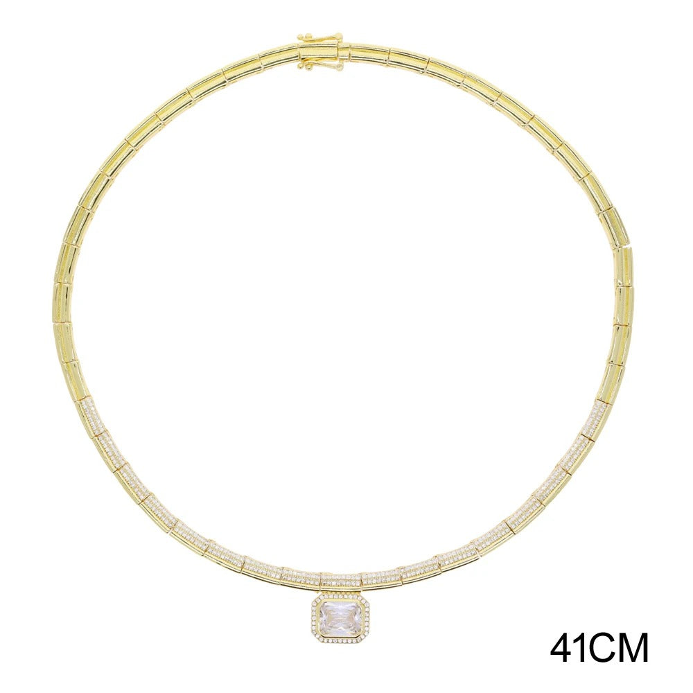 High Quality Geometric 5A CZ Tennis Chain Luxury Long Y Lariat Necklace For Women Fashion Rectangle Charm Choker Jewelry 2026