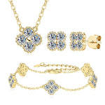 D-Color VVS1 Four Leaf Clover Moissanite Jewelry Set 3 IN 1 Necklace Earrings Bracelet GRA Certified Pass Diamond Tester 18K Gold Plated S925 Sterling Silver Luxury Stackable Fine Jewelry Wedding Anniversary Party Gift For Women