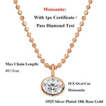 2/3/4CT Oval Cut D-Color VVS1 Solitaire Moissanite Pendant Necklace 1.5mm Solid Choker S925 Sterling Silver GRA Certified Pass Diamond Tester Luxury Fine Jewelry Wedding Party Anniversary Daily Gift For Women