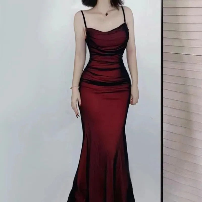 Elegant Women's Party Maxi Dresses Sexy Skinny Backless Spaghetti Strap Dress Female Summer Birthday Evening Club Long Dress