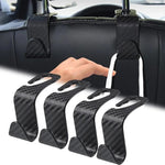 Universal Car Seat Headrest Hanger 4 Pack Carbon Fiber Pattern Back Seat Storage Hook Handbag Clothes Holder Vehicle Interior Pa