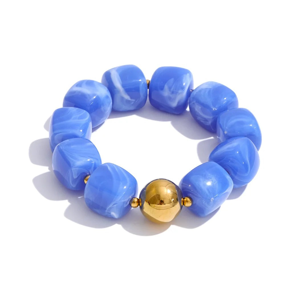 Yhpup Hot Style Handmade Jewelry Acrylic Resin Beads Chain Necklace Bracelet Stainless Steel Spring Summer Statement Accessories