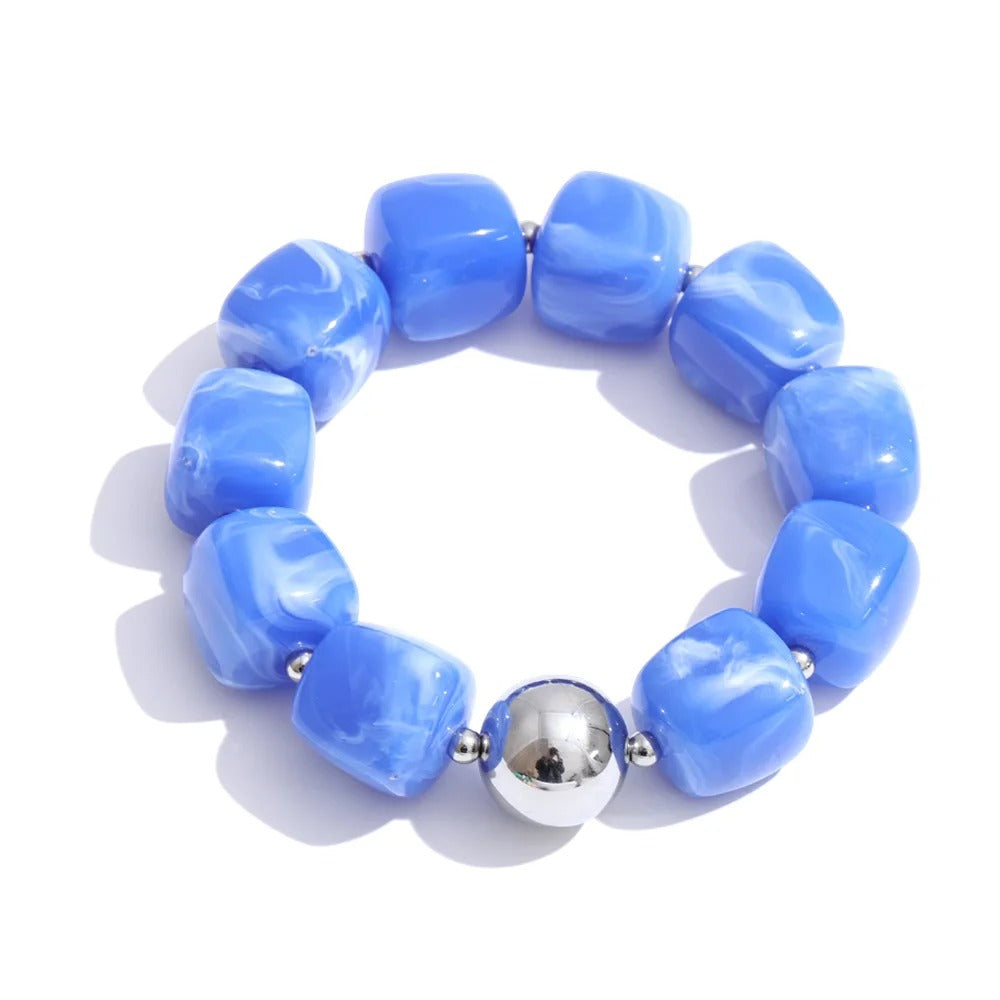 Yhpup Hot Style Handmade Jewelry Acrylic Resin Beads Chain Necklace Bracelet Stainless Steel Spring Summer Statement Accessories