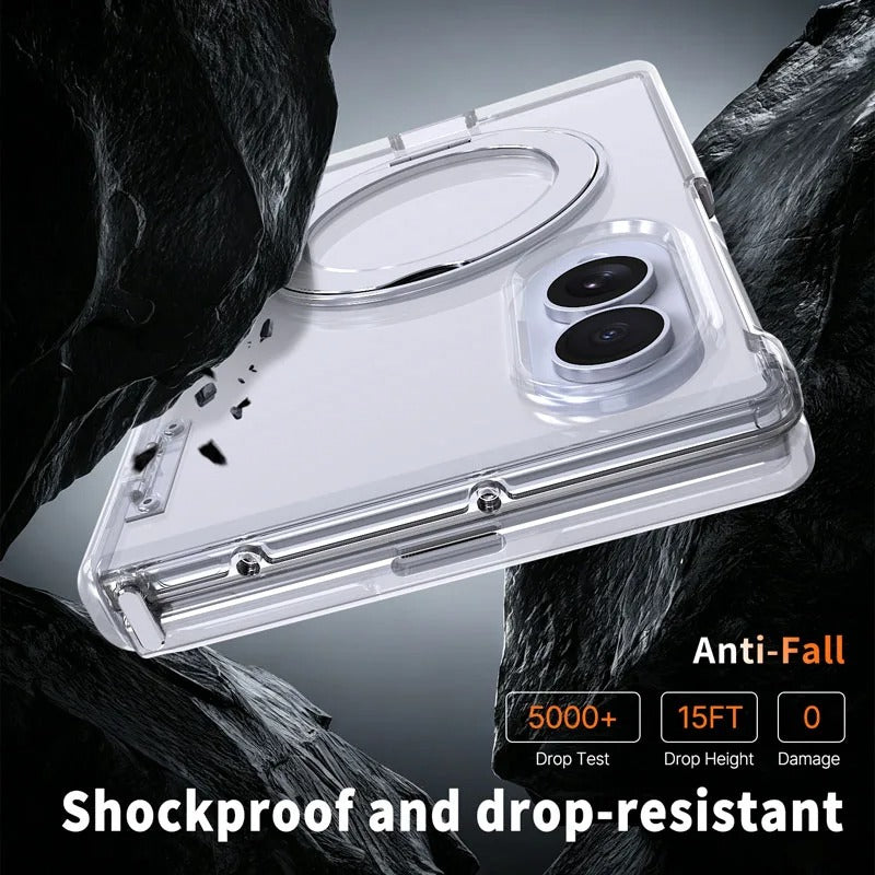 For Samsung Galaxy Z Fold 7 zFold 8 Wide 8Ultra Slim Skin Feel Magnetic Foldable Phone Case 360° Rotating Ring Stand Hinge Cover