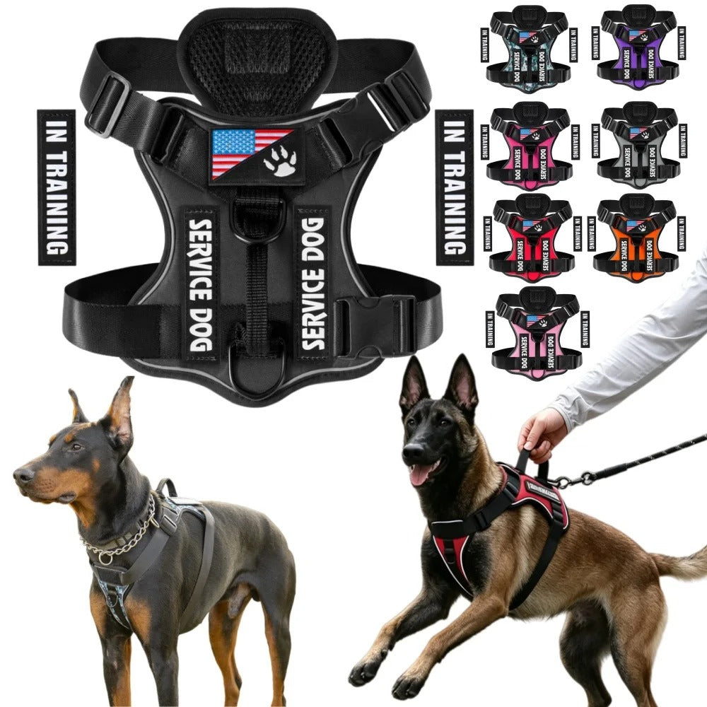 Oxford Working Dog Harness Reflective Medium Large Dog Vest Harness with 5 PCS Patches WD Harness Pet Dog Accessories