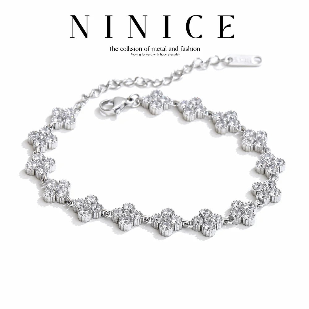 NiNice 316L Stainless Steel Bracelet Cubic Zirconia Exquisite Temperament Popular Fashion Simple Selection Jewelry Wholesale