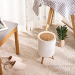 Wooden High Foot Trash Can For Bathroom Creative Kitchen