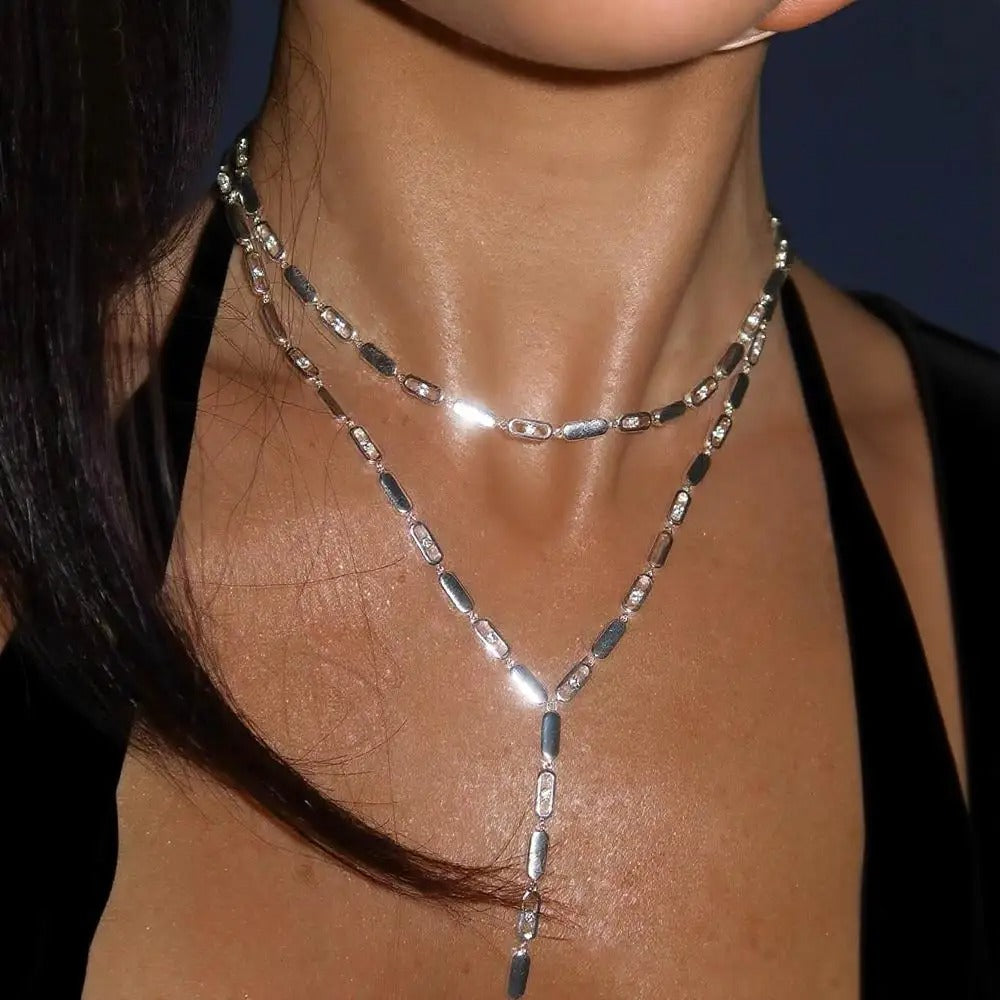 High Quality Geometric 5A CZ Tennis Chain Luxury Long Y Lariat Necklace For Women Fashion Rectangle Charm Choker Jewelry 2026