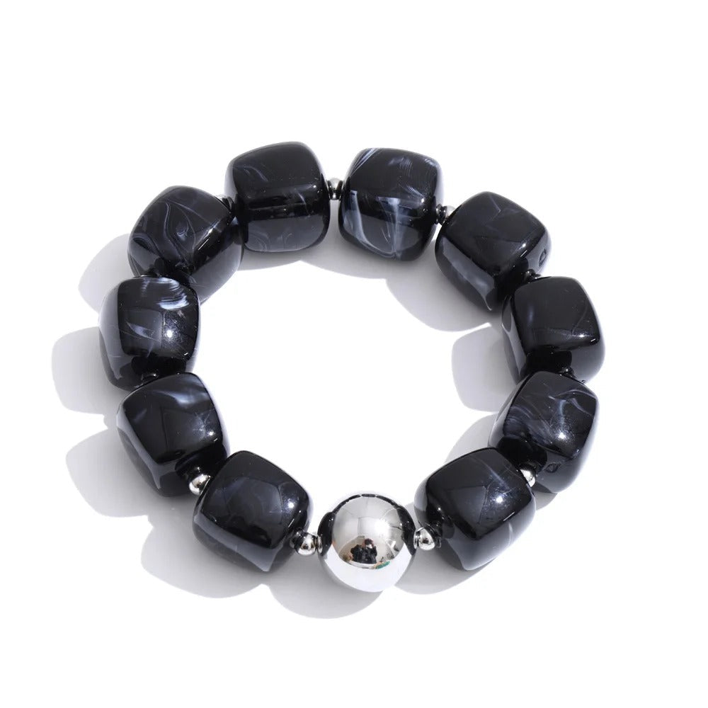 Yhpup Hot Style Handmade Jewelry Acrylic Resin Beads Chain Necklace Bracelet Stainless Steel Spring Summer Statement Accessories