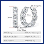 Real 925 Silver Moisanite Earrings D Color 4mm Moissanite Diamond Hoops Earrings for Women Sparking Wedding Fine Jewelry