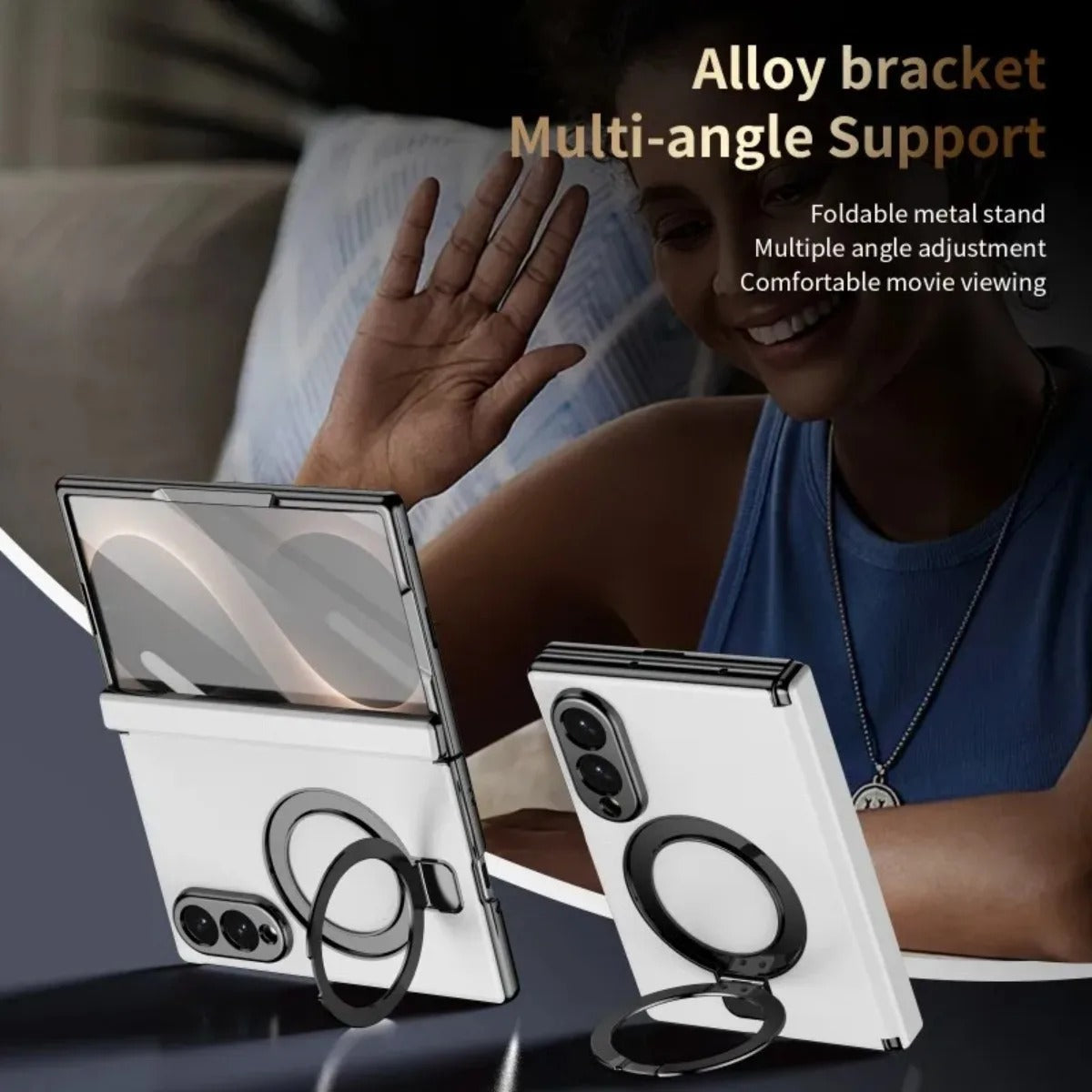 Case for Samsung Galaxy Z Fold 8 Ultra Fold 8 7 6 5 4 Magnetic Hinge Protection with Screen Protector Rotate Ring Holder Cover