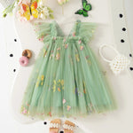 Girls' Dress Summer Floral Mesh Little Flying Sleeve Baby Girl Dress