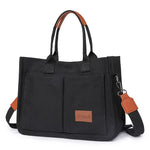 Cross-border Canvas Tote Bag Women Large Capacity Multiple Pockets Trendy Crossbody Bag Wide Shoulder Strap Magnetic Closure