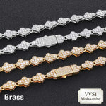 Nuoya Brass/925 VVS1 Moissanite Tennis Necklace Hip Hop Full Paved Diamond Cross Bracelet Unisex