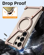 Oatsbasf Metal Frameless Phone Case for Samsung Galaxy S25 S24 Ultra with Stand 360° Rotation Magsafe Bumper Protective Cover