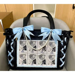 New Japanese Cute Sweet Ribbon Ita Bag Lolita Girls Transparent Handbags Fashion Large Capacity Tote Bag Aesthetic Shoulder Bags