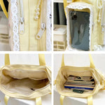 Y2k New Sweet Ita Shoulder Bag Lolita Girl Transparent Crossbody Bag Women Large Capacity Lace Tote Bag Cute DIY Display Handbag