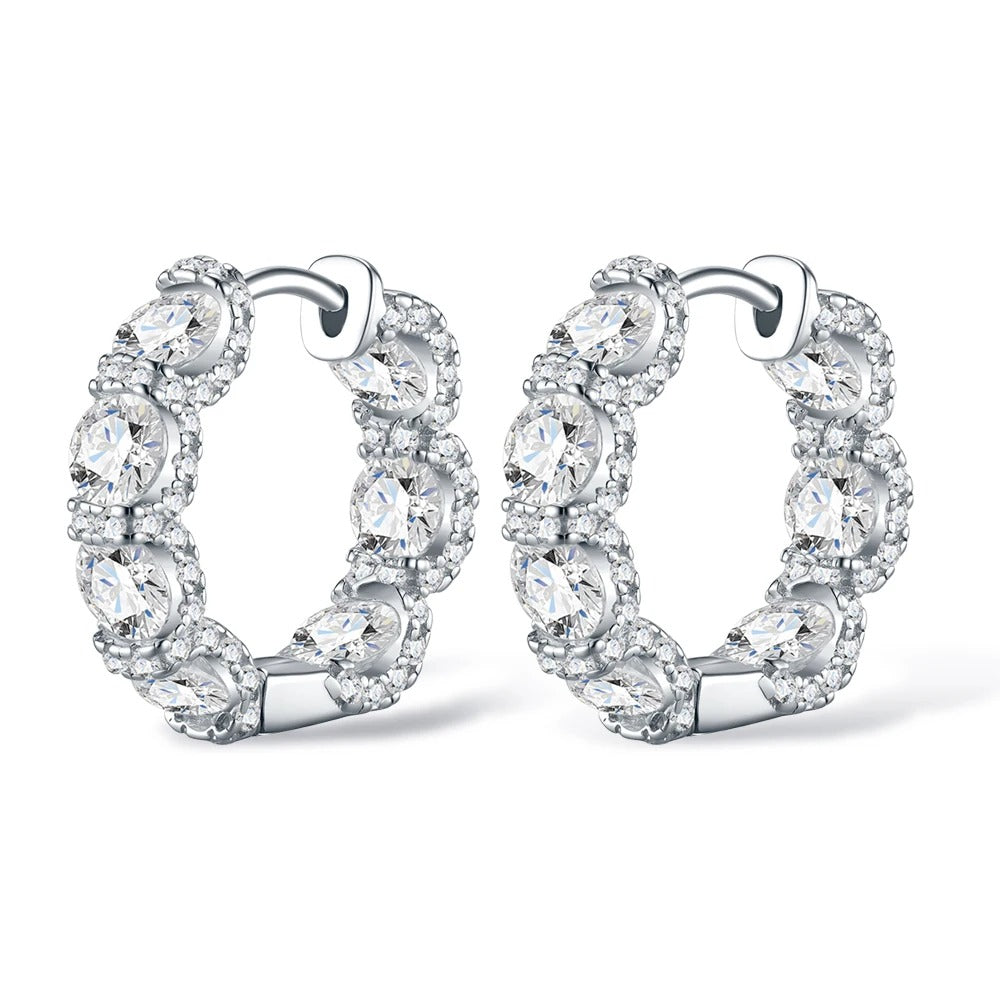 Real 925 Silver Moisanite Earrings D Color 4mm Moissanite Diamond Hoops Earrings for Women Sparking Wedding Fine Jewelry