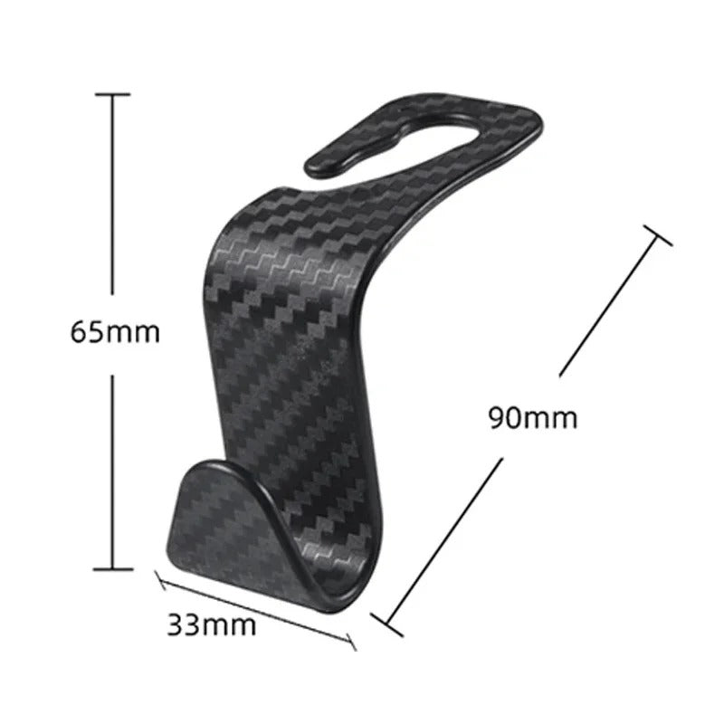 Universal Car Seat Headrest Hanger 4 Pack Carbon Fiber Pattern Back Seat Storage Hook Handbag Clothes Holder Vehicle Interior Pa