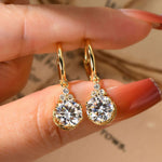 Sweetrain 1CT 2CT Moissanite Drop Earrings For Women Sparkling Lab Diamond 18K Gold Plated 925 Sterling Silver Dangle Earring