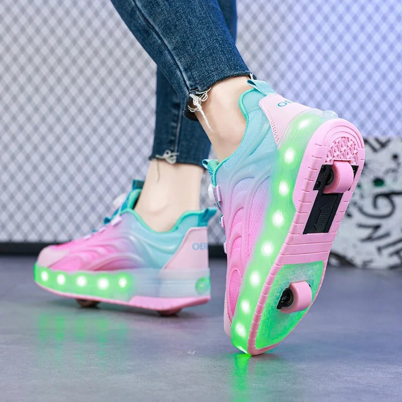 Two Wheels Children's Led Light Roller Skate Shoes For Kids Boys Girls