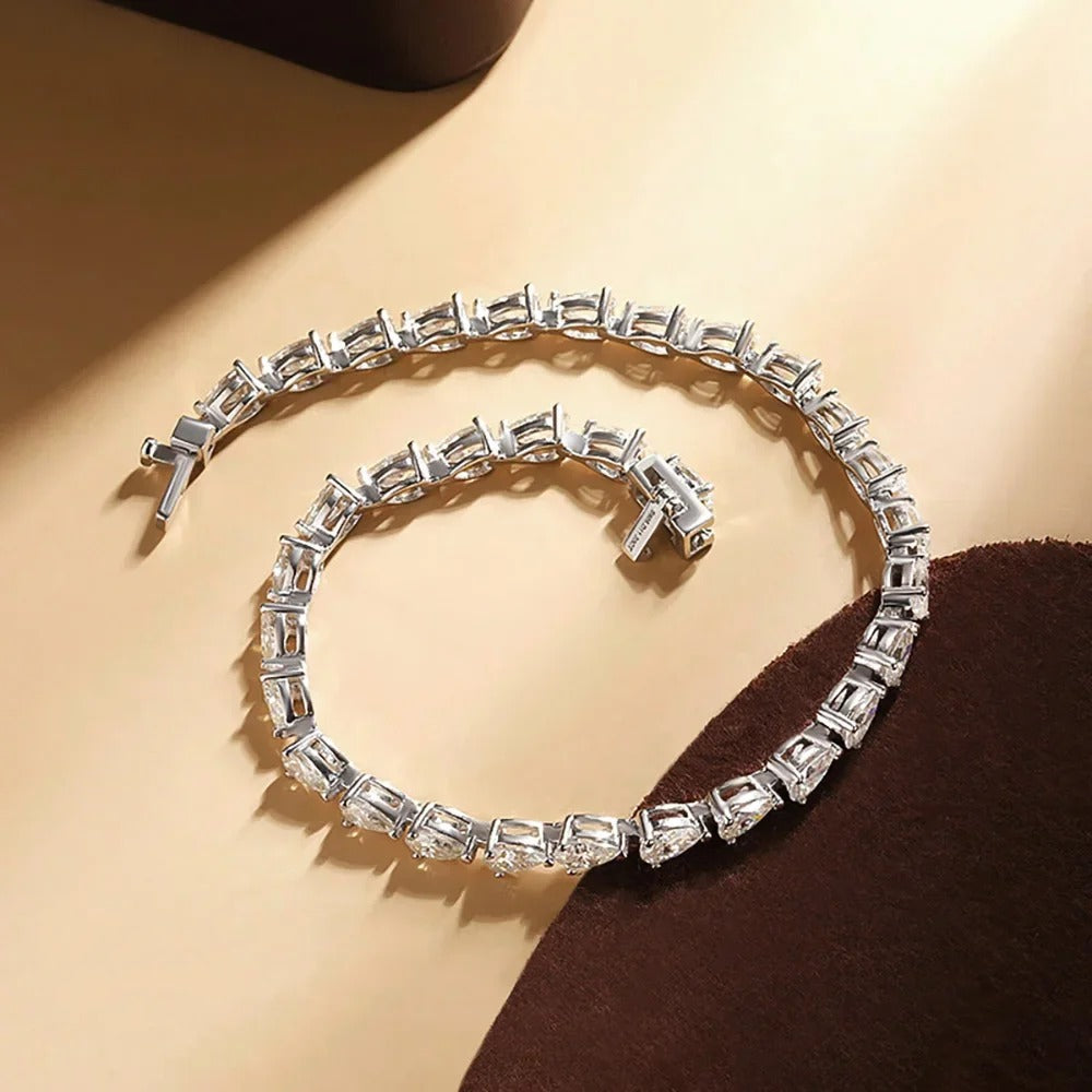 3*5mm Pear Cut All Moissanite Diamond Tennis Bracelet For Women S925 Silver Plated White Gold Waterdrop Shape Jewelry with GRA