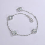S925 Silver Four Leaf Grass Diamond Bracelet Full D Moissanite Adjustable Chain Wedding Engagement Party Women Birthday Gift