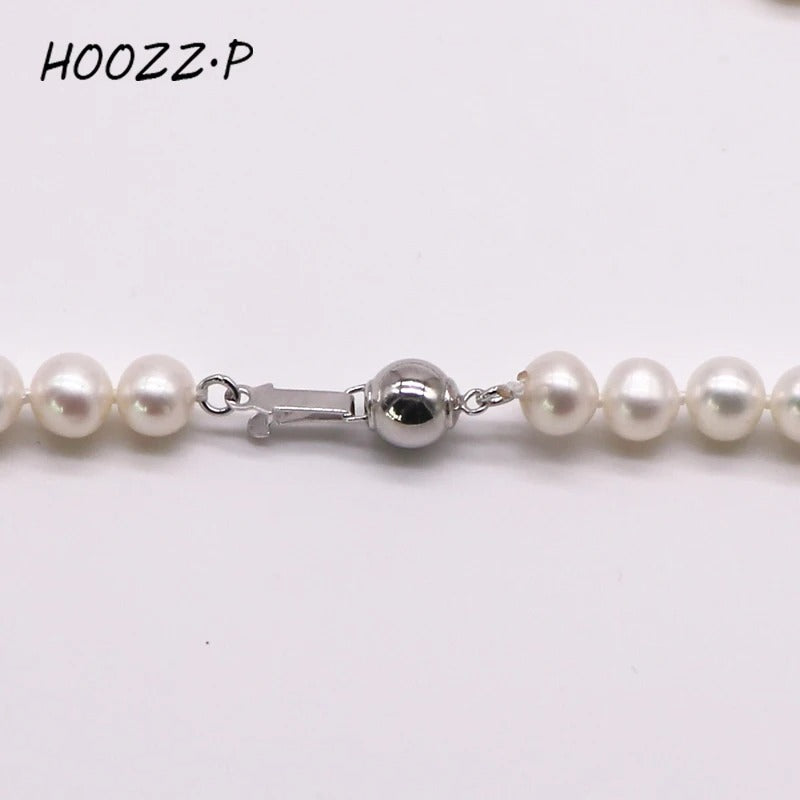 HOOZZ.P Natural Freshwater Pearl Necklace Fine Jewelry For Women Silver 925 Jewelry 2022 Elegant Gift White 6-7mm AA Quality
