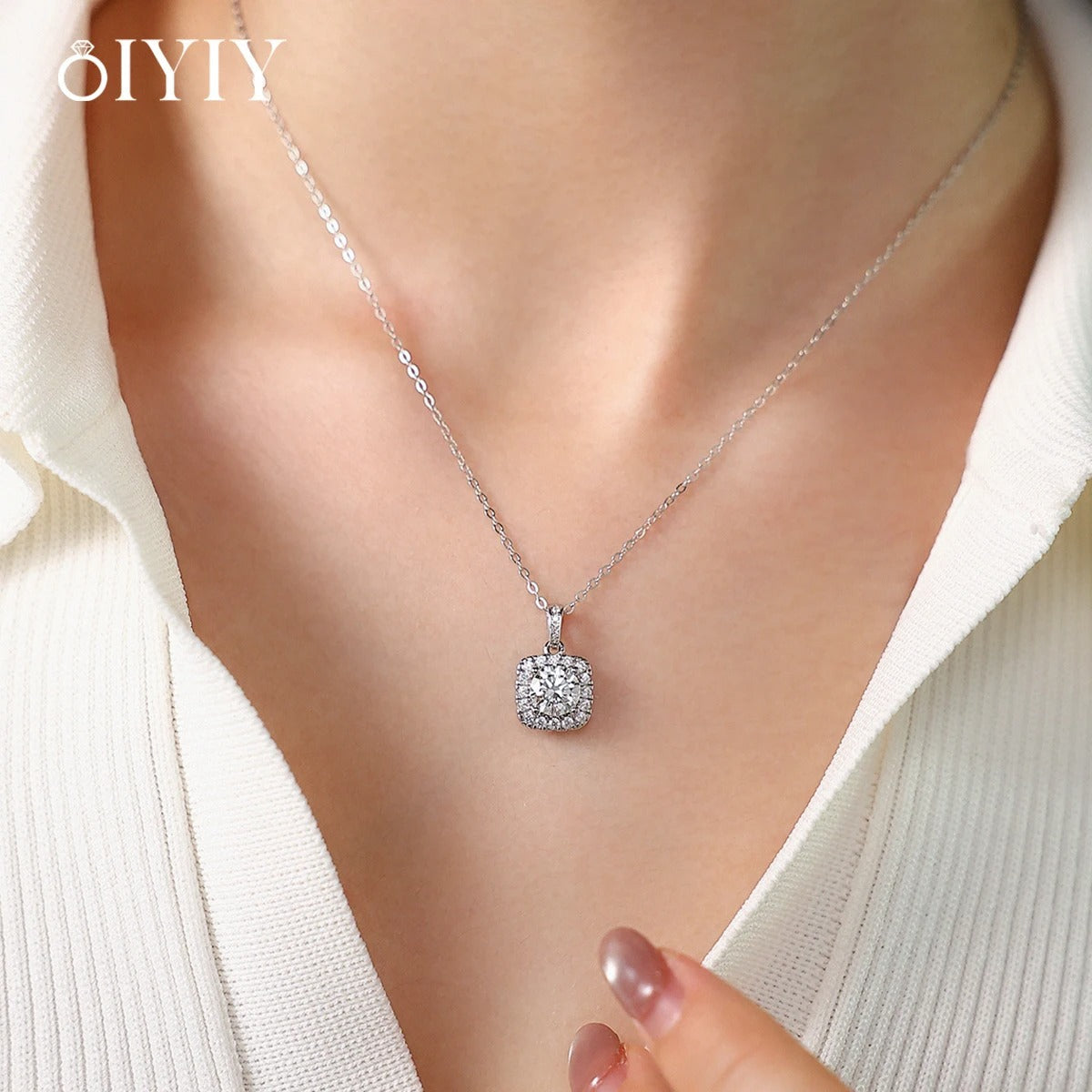 OIYIY Moissanite Necklace for Women 925 Sterling Silver D VVS1 GRA Certified Lab Grown Diamond Pendant Luxury Fine Jewelry Gift