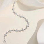 Rrjzz Round D-Color 3mm 2.5mm 2mm Full Moissanite Clover Lucky Bracelet Four Leaf Flower Beaded Bracelet for Women Jewelry Gifts