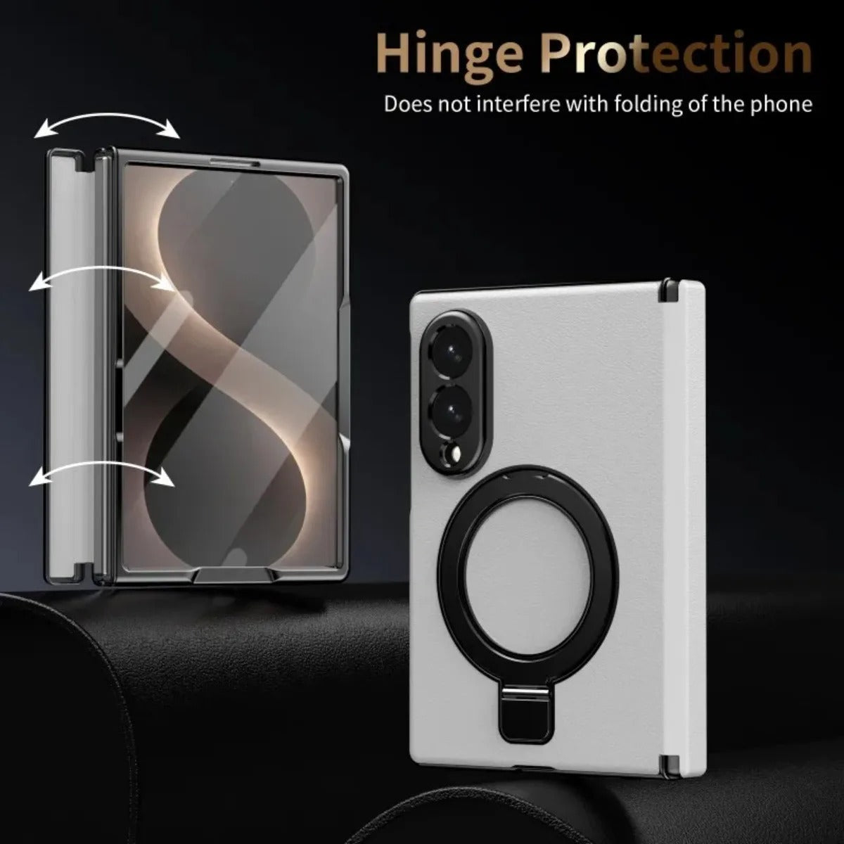 Case for Samsung Galaxy Z Fold 8 Ultra Fold 8 7 6 5 4 Magnetic Hinge Protection with Screen Protector Rotate Ring Holder Cover