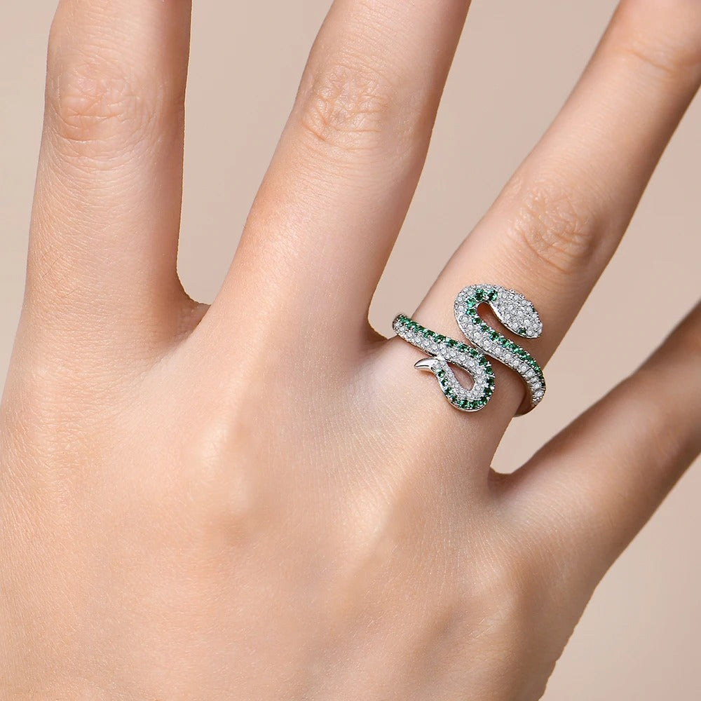 CHARMING Original Snake Moissanite Rings Handmade Lab Diamond Open Ring S925 Silver Men Woman Party Fine Jewelry Gifts Wholesale