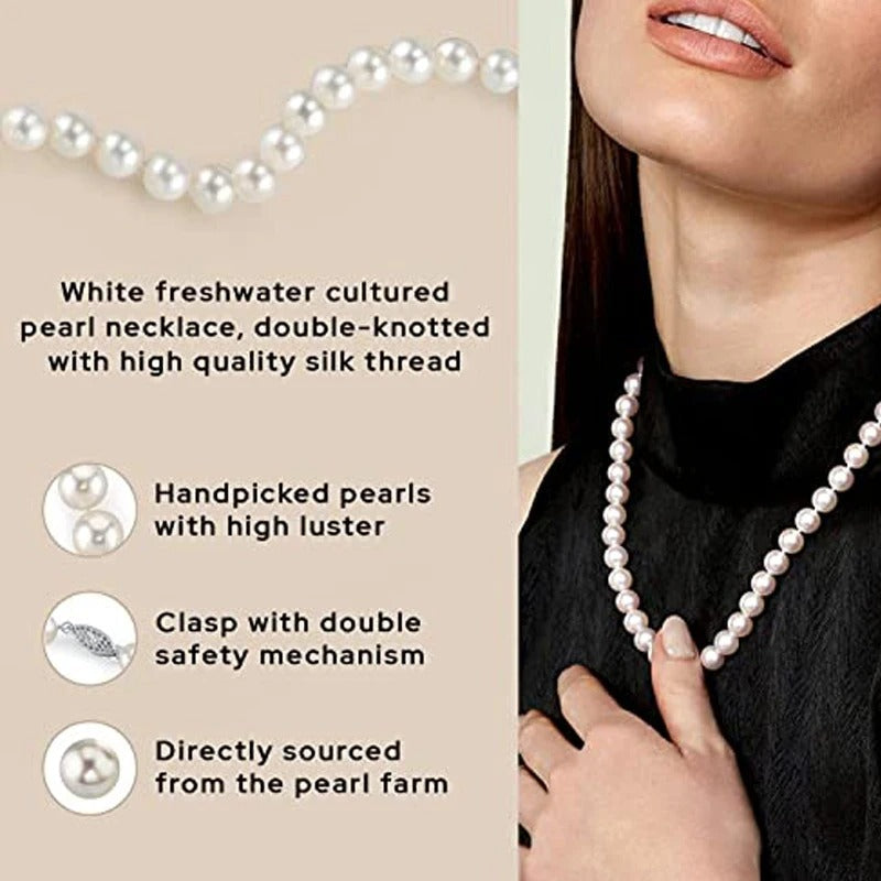 HOOZZ.P Natural Freshwater Pearl Necklace Fine Jewelry For Women Silver 925 Jewelry 2022 Elegant Gift White 6-7mm AA Quality