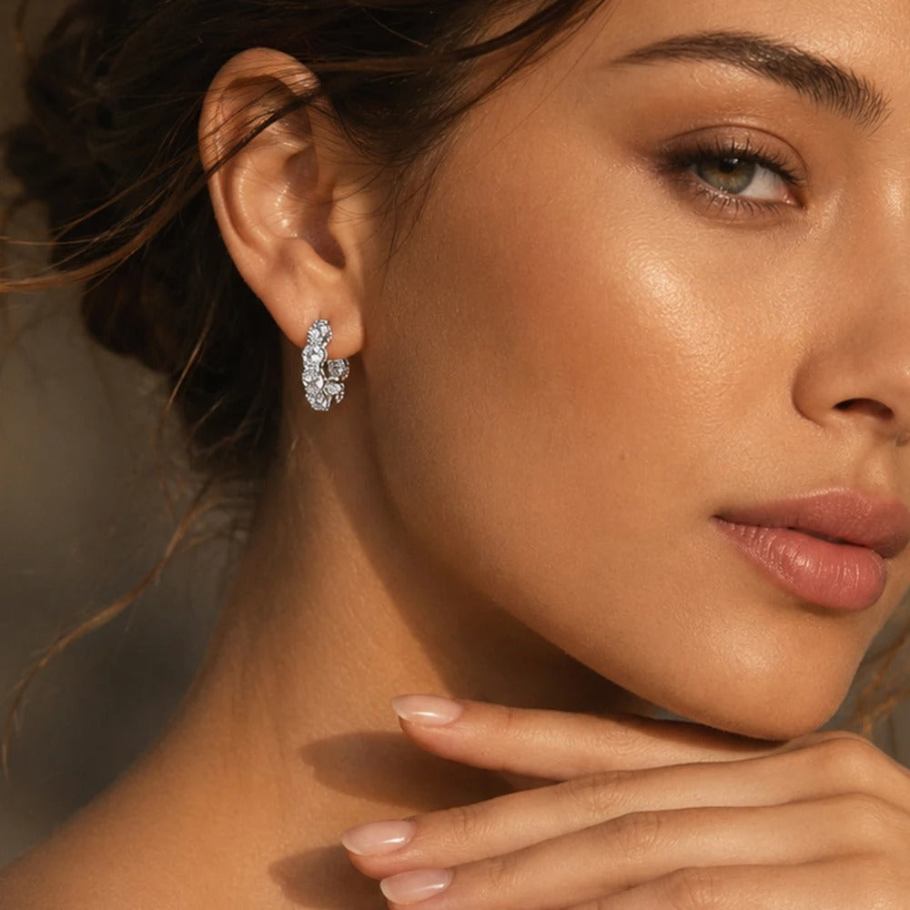 Real 925 Silver Moisanite Earrings D Color 4mm Moissanite Diamond Hoops Earrings for Women Sparking Wedding Fine Jewelry