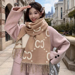 Women's Scarf Double-sided Letter Thickened Cashmere-like