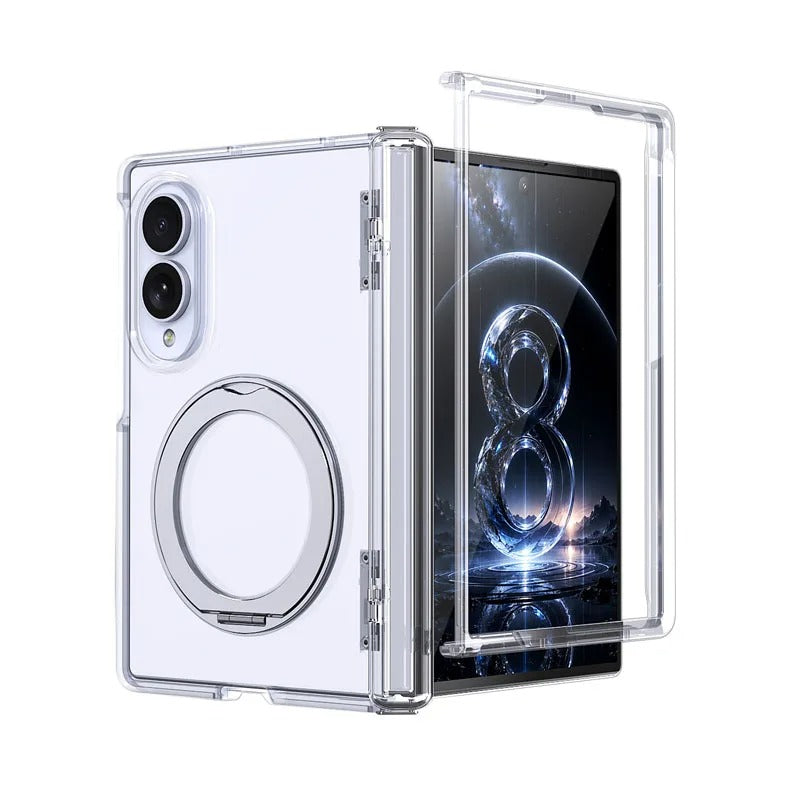 For Samsung Galaxy Z Fold 7 zFold 8 Wide 8Ultra Slim Skin Feel Magnetic Foldable Phone Case 360° Rotating Ring Stand Hinge Cover