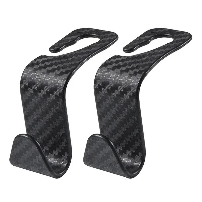 Universal Car Seat Headrest Hanger 4 Pack Carbon Fiber Pattern Back Seat Storage Hook Handbag Clothes Holder Vehicle Interior Pa
