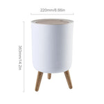 Wooden High Foot Trash Can For Bathroom Creative Kitchen
