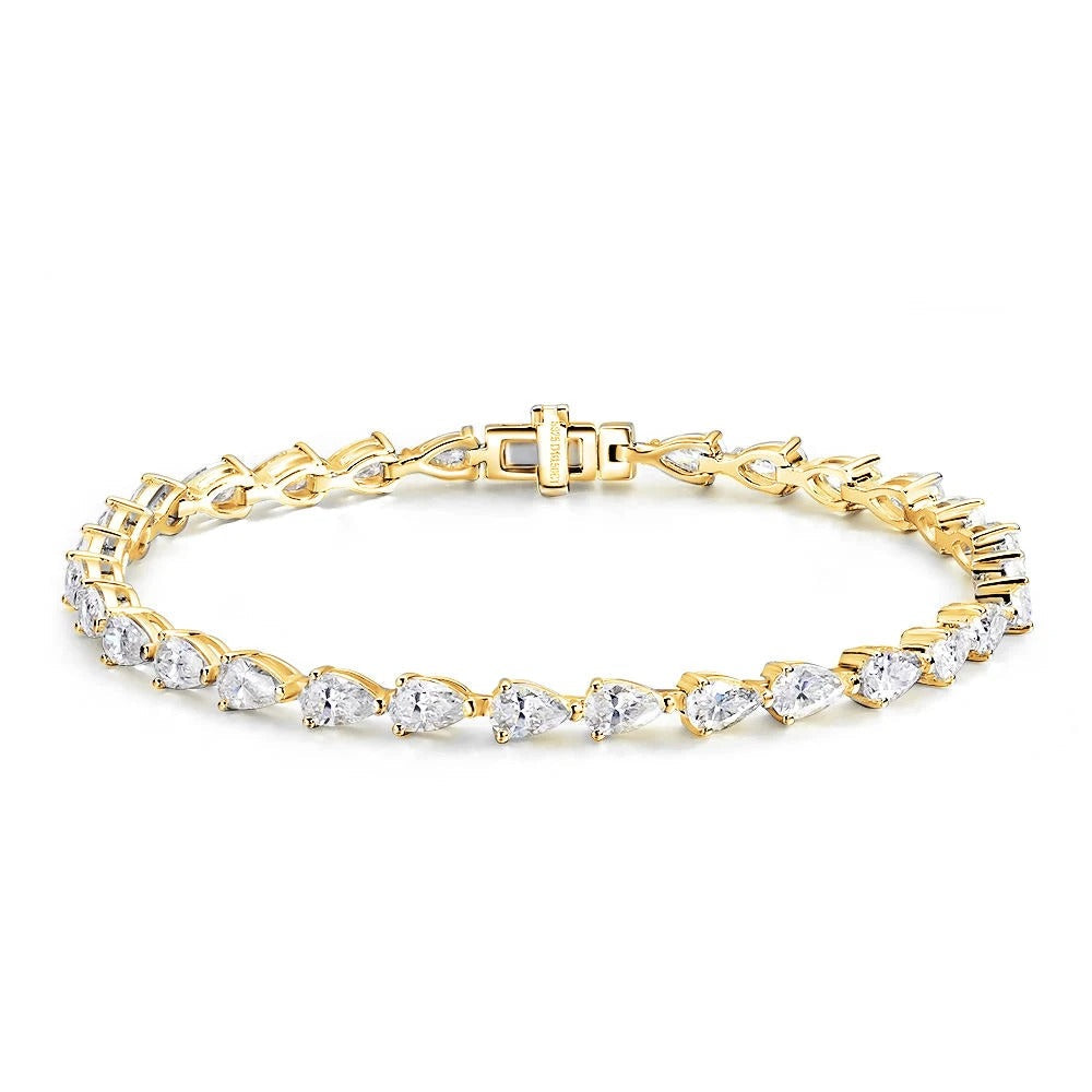 3*5mm Pear Cut All Moissanite Diamond Tennis Bracelet For Women S925 Silver Plated White Gold Waterdrop Shape Jewelry with GRA
