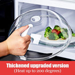 Microwave Splash Cover High Temperature Resistant Microwave Guard Lid Transparent Food Heating Cover with Steam Vent and Handle