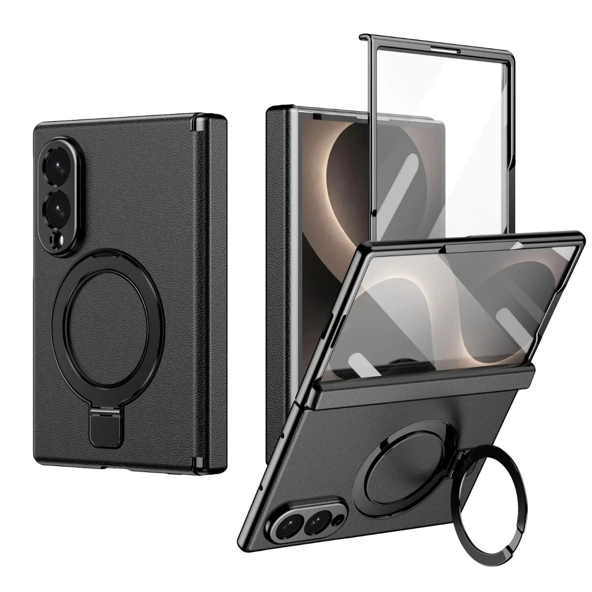 Case for Samsung Galaxy Z Fold 8 Ultra Fold 8 7 6 5 4 Magnetic Hinge Protection with Screen Protector Rotate Ring Holder Cover