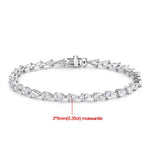 3*5mm Pear Cut All Moissanite Diamond Tennis Bracelet For Women S925 Silver Plated White Gold Waterdrop Shape Jewelry with GRA